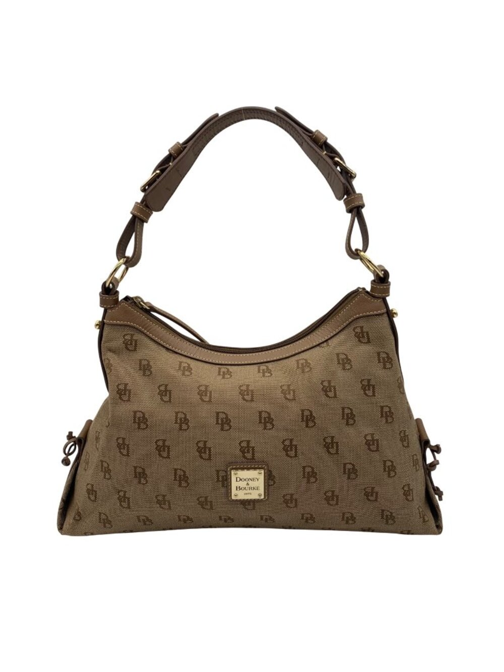 Dooney & Bourke Brown Vintage Monogram Canvas Shoulder Hobo Bag